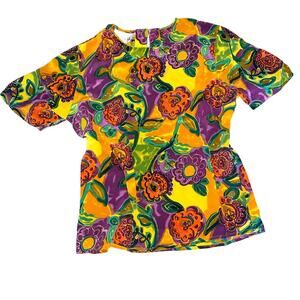 Christie & Jill Vintage Floral 100% Silk Top Small